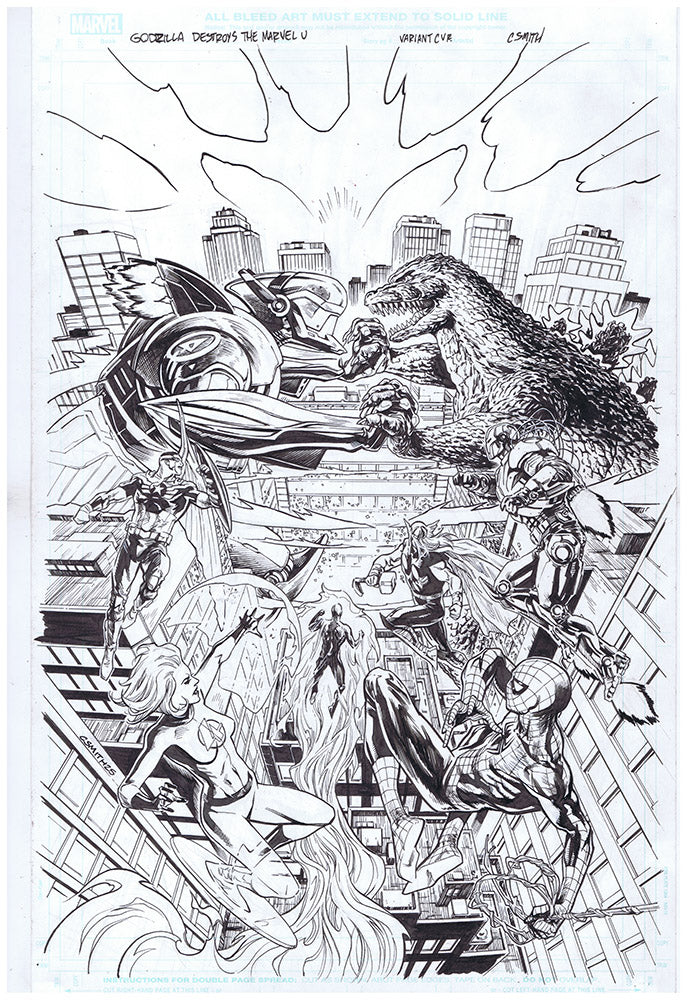 Godzilla Destroys The Marvel Universe Variant Cover #5