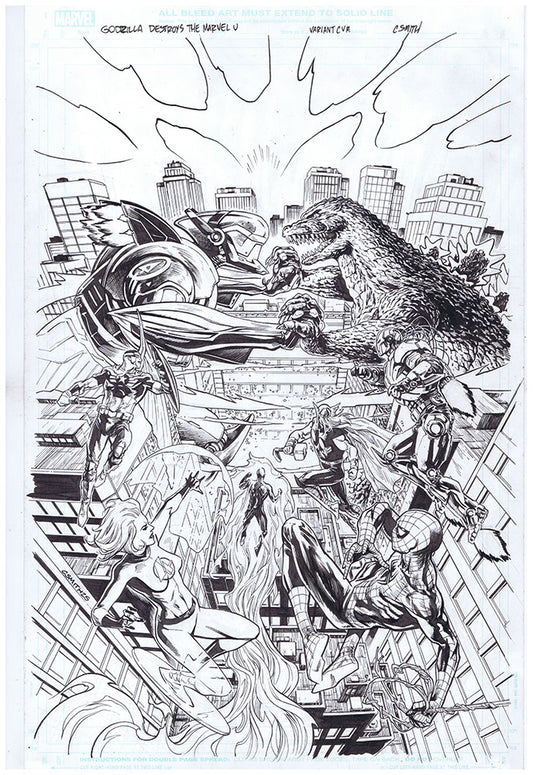 Godzilla Destroys The Marvel Universe Variant Cover #5